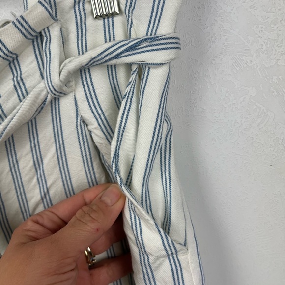 LOFT White Blue Striped Paperbag Shorts High Waist Medium - Picture 5 of 11